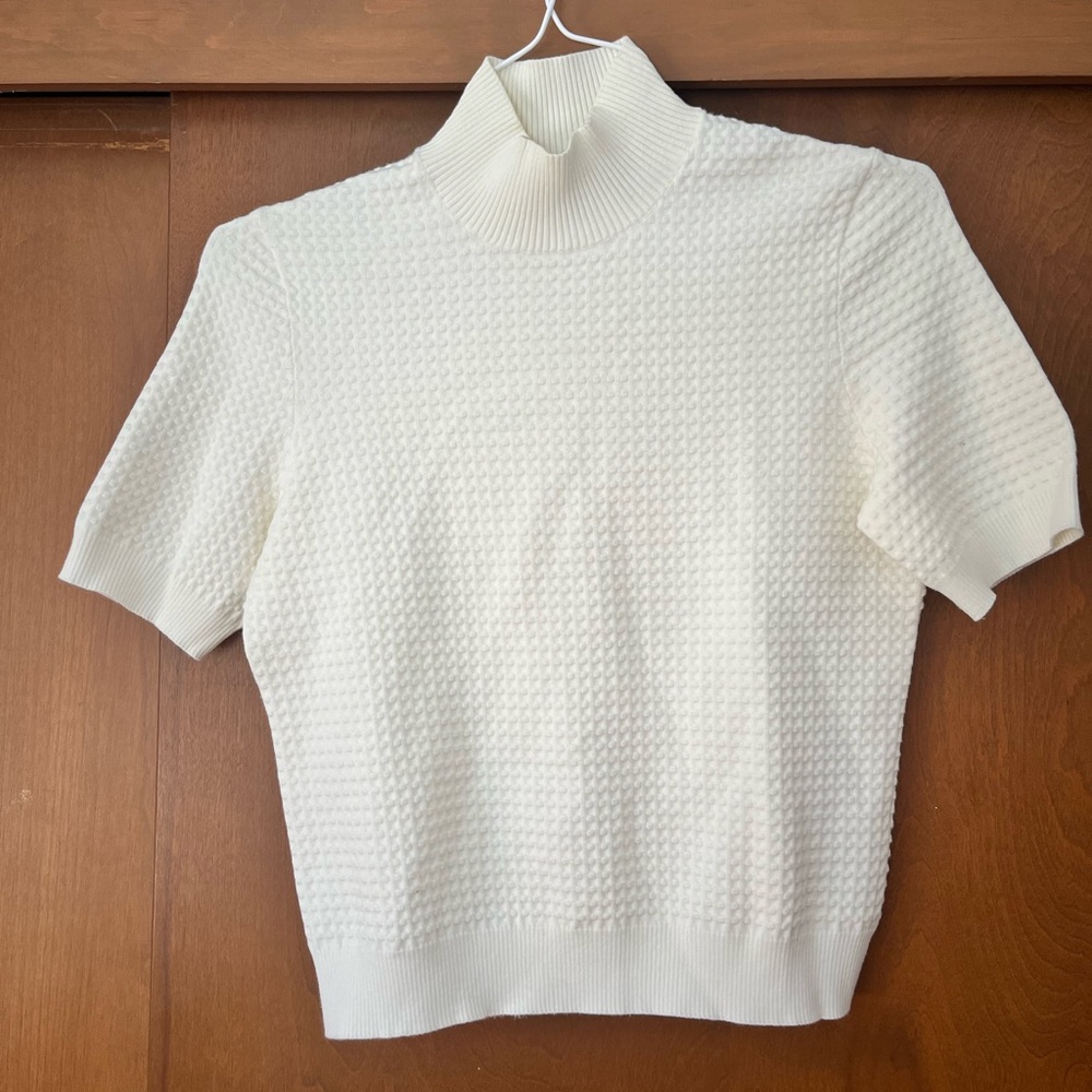 Theory Cream Textured Knit Top